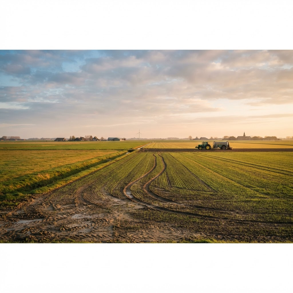 Akkerlandschap in Flevoland bij ochtendlicht